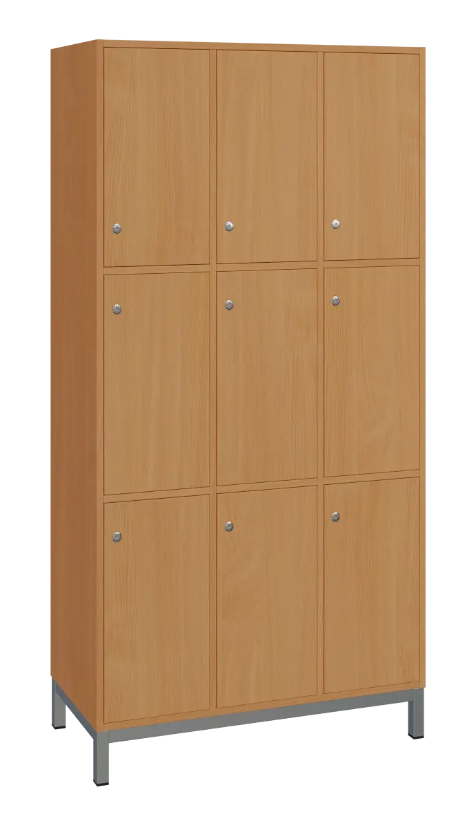 SBS-3333 šatní skříň 9-boxová, 1800x900x400 mm, kovové nohy, buk royal